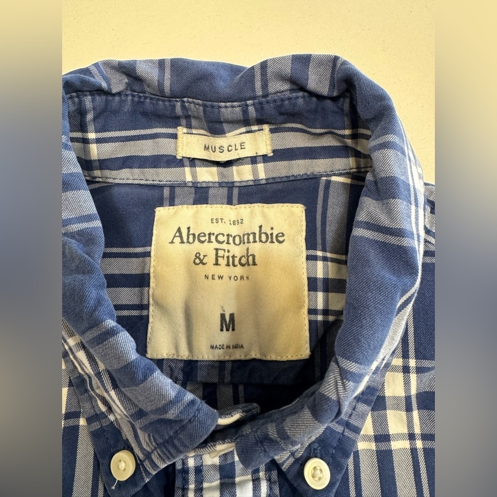 VTG Abercrombie Fitch Long Sleeve Muscle Shirt Button Up Size Medium Plaid Y2K - Picture 3 of 7
